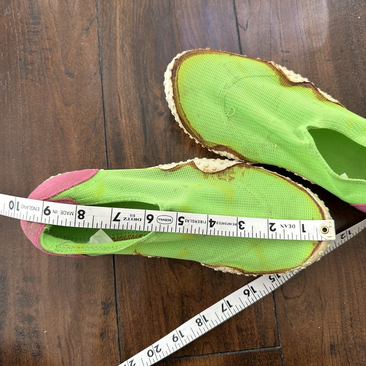 Vintage 80s Nike Aqua Sock Hot Pink Neon Green Size M 8-9 Rare 90s Unwearable