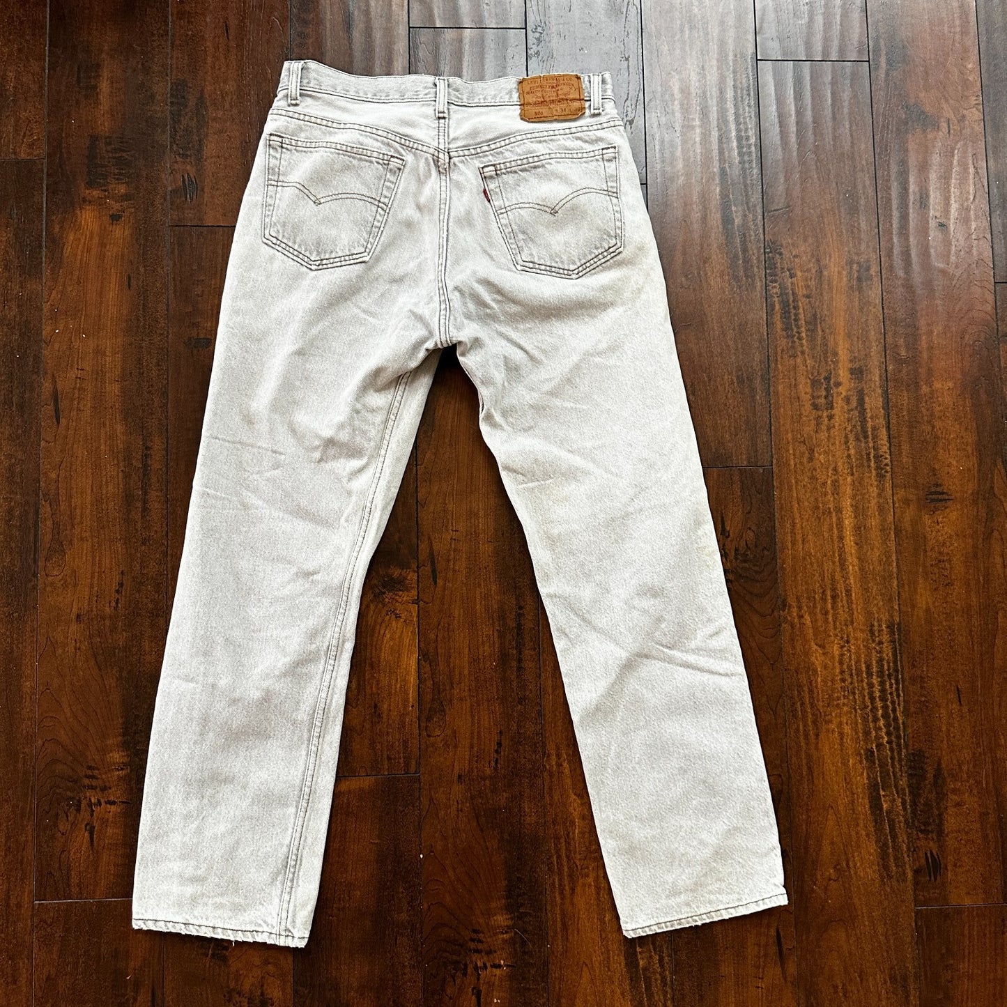 VTG USA Levis 501 Button Fly 90s Tag Jeans 80s 34x30 Act 31x28 Grey Faded White