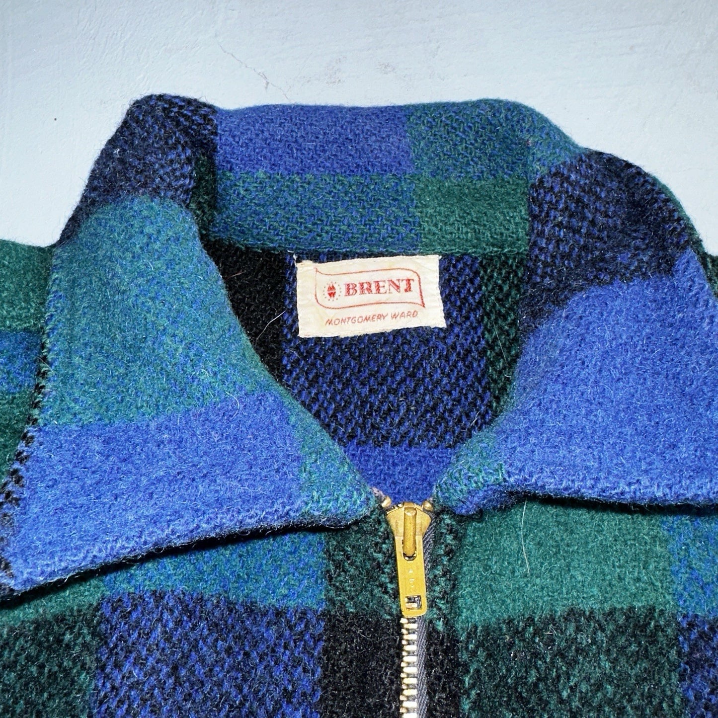 Brent Montgomery Ward Vintage 50s 60s Wool Mackinaw Plaid Full Zip Jacket L