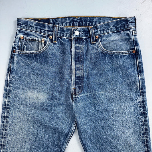 Levis 501 Vintage 90s USA XX Straight Leg Jeans Blue Med Wash 35x34 Act 32x30