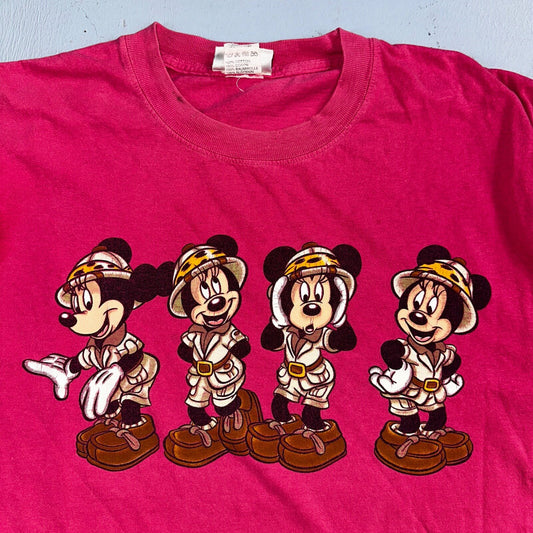 Disney Animal Kingdom Safari VTG T Shirt 90s Minnie Mouse Cute Pink USA Rare M