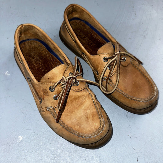 Sperry Top Sider Loafer 8.5 M Sahara 2-Eye Boat Shoes Tan Leather Men