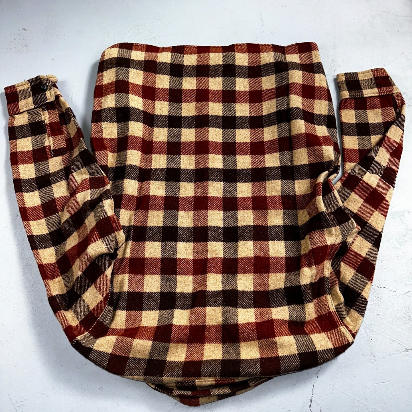 Vintage 70s Woolrich Heavy Thick Wool Plaid Brown Red Shirt Jacket XL 1970s