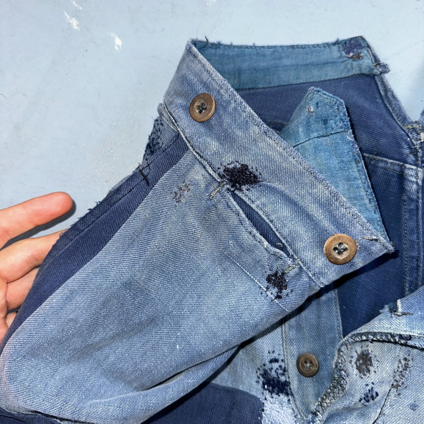 Vintage 1930s 1940s Buckleback Pants Denim Navy Blue Dungaree 30s 40s Rockabilly