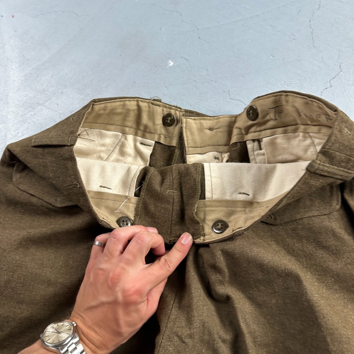 Vintage 40s US Army WWII Field Wool Trousers Pants Mens 34x33 OD-33 Military