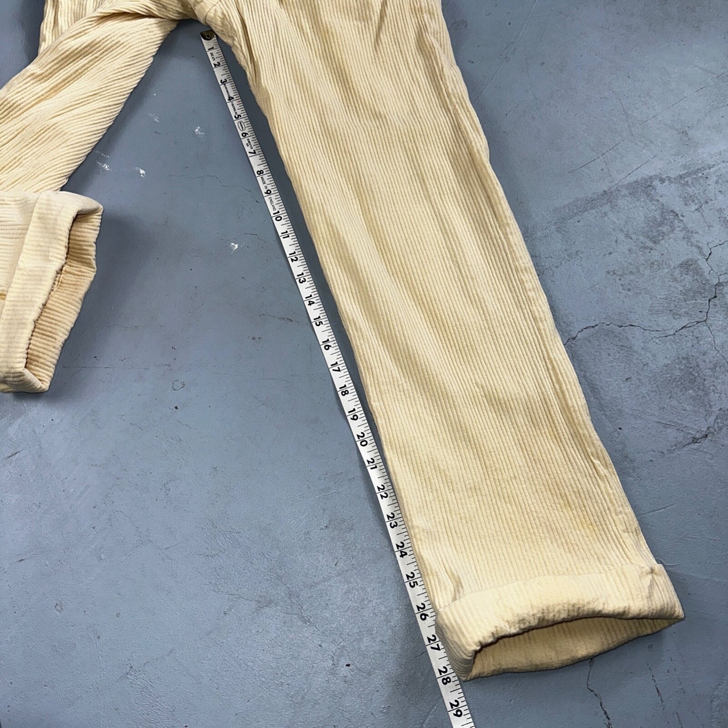 1930s 1940s Pants Mens 27 Yellow Corduroy Chino Straight Pockets Palm Beach Suit