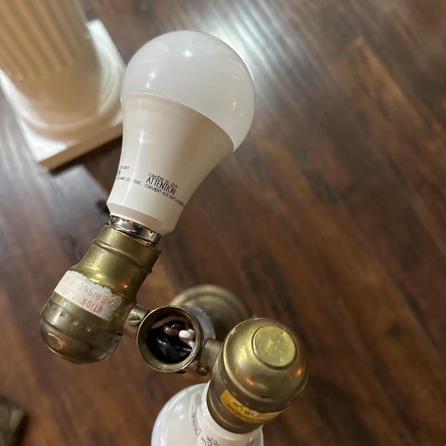 Pair 1986 CHAPMAN Tall Brass Horn Shaped Lamps 1985 Vintage MCM Design Nelson