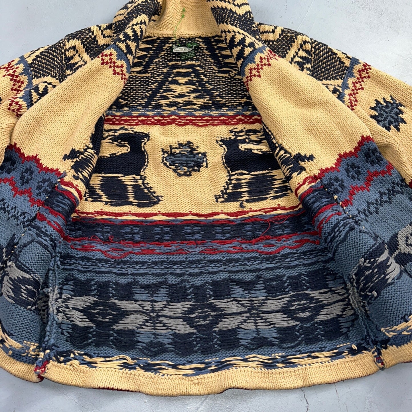 Polo Ralph Lauren Vintage 90s Hand Knit Polo Country Jacket Cardigan Small Shawl