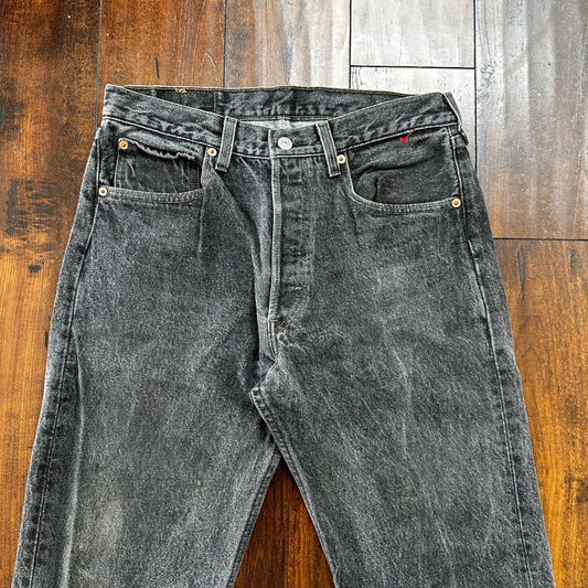VTG 90s Levis 501 Button Fly 32x34 USA Tag Jeans Black Wash XX Act 30x32