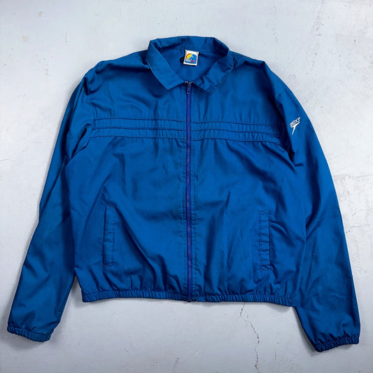 Speedo Blue Vintage Full Zip Windbreaker Men's XL Jacket Swimming Basic Simple