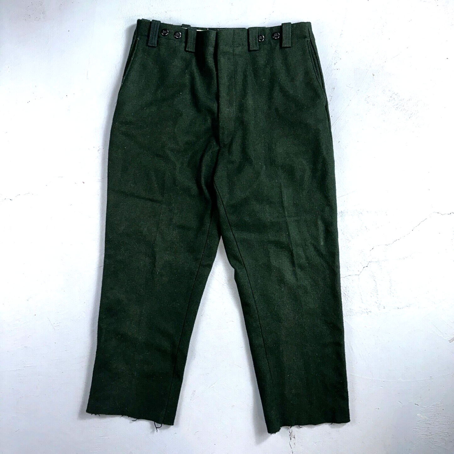 1960s Vintage Green Heavy Wool Hunting Pants 34x28 USA Dry Clean Rockabilly 60s