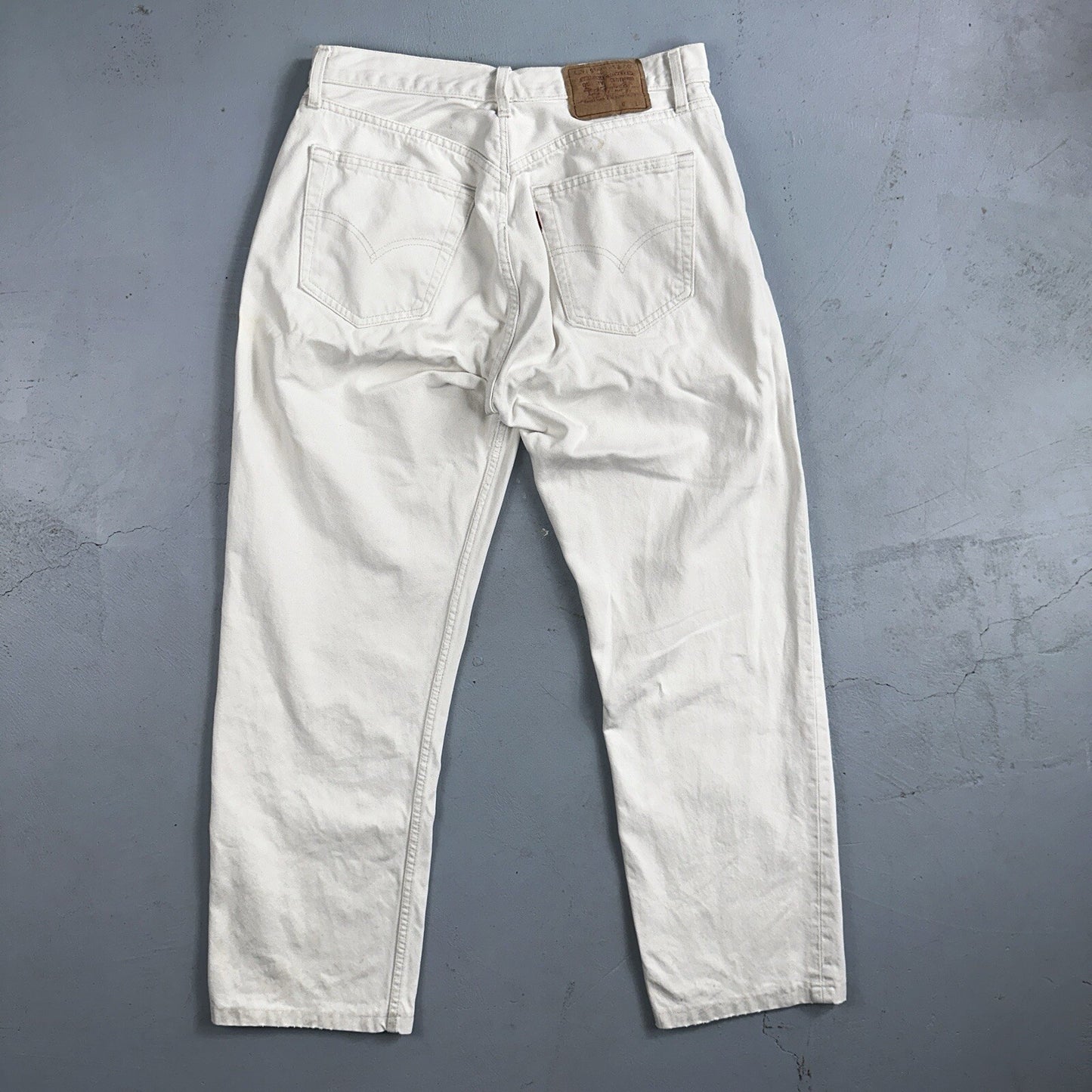 Levis 501 Vintage 90s XX Straight Jeans White Bleached 36x36 Act 30x28 Altered