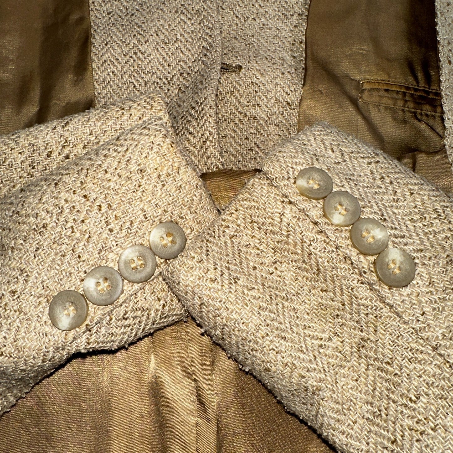 YSL Yves Saint Laurent Vintage Beige Tweed Jacket 38 Blazer Coat France Suit 80s