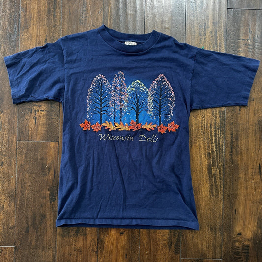 Wisconsin Dells Vintage 90s T Shirt Single Stitch City Town Autumn Fall Cozy Rap