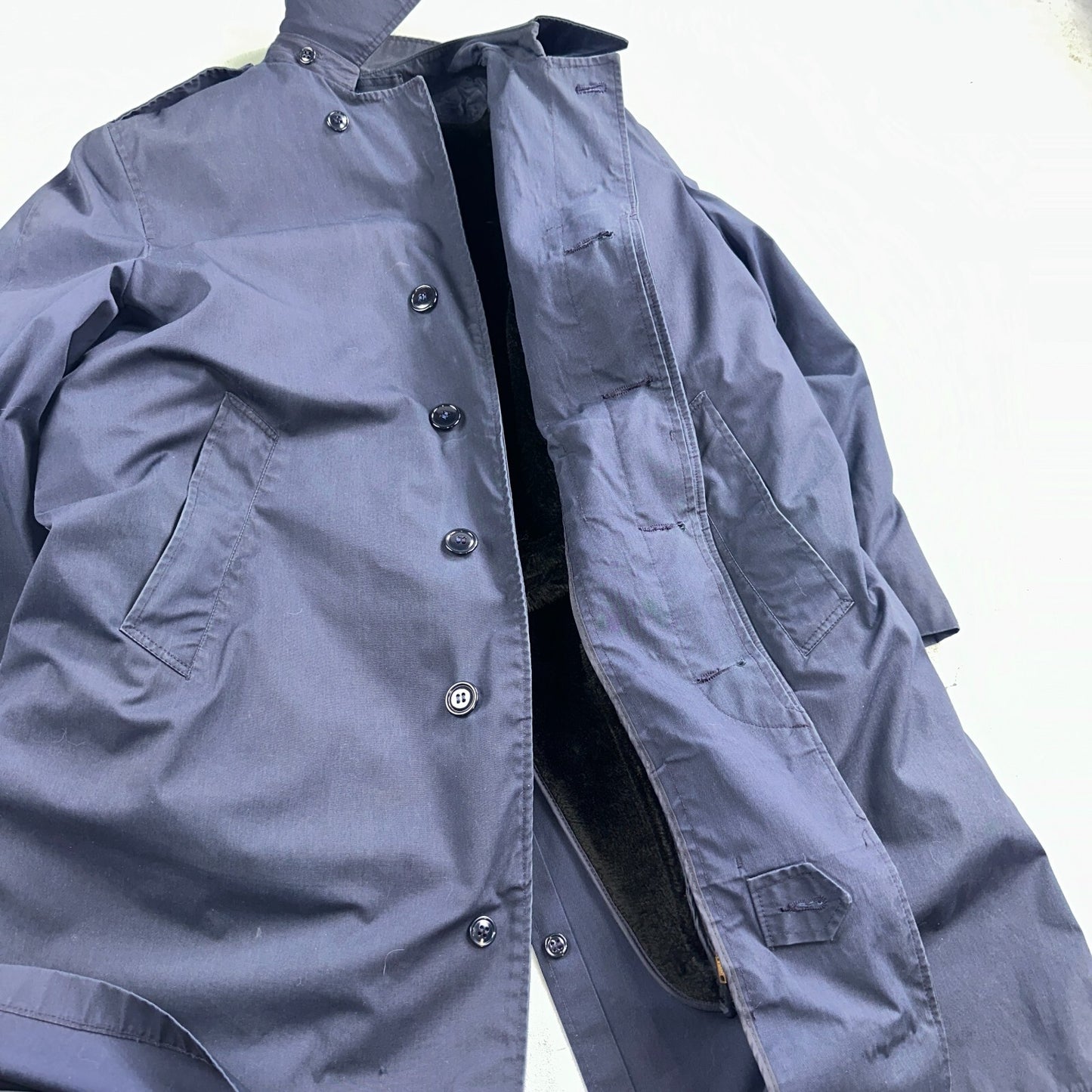 1970s VTG US Air Force Trench Coat 40s Blue All Weather Removable Liner 3556