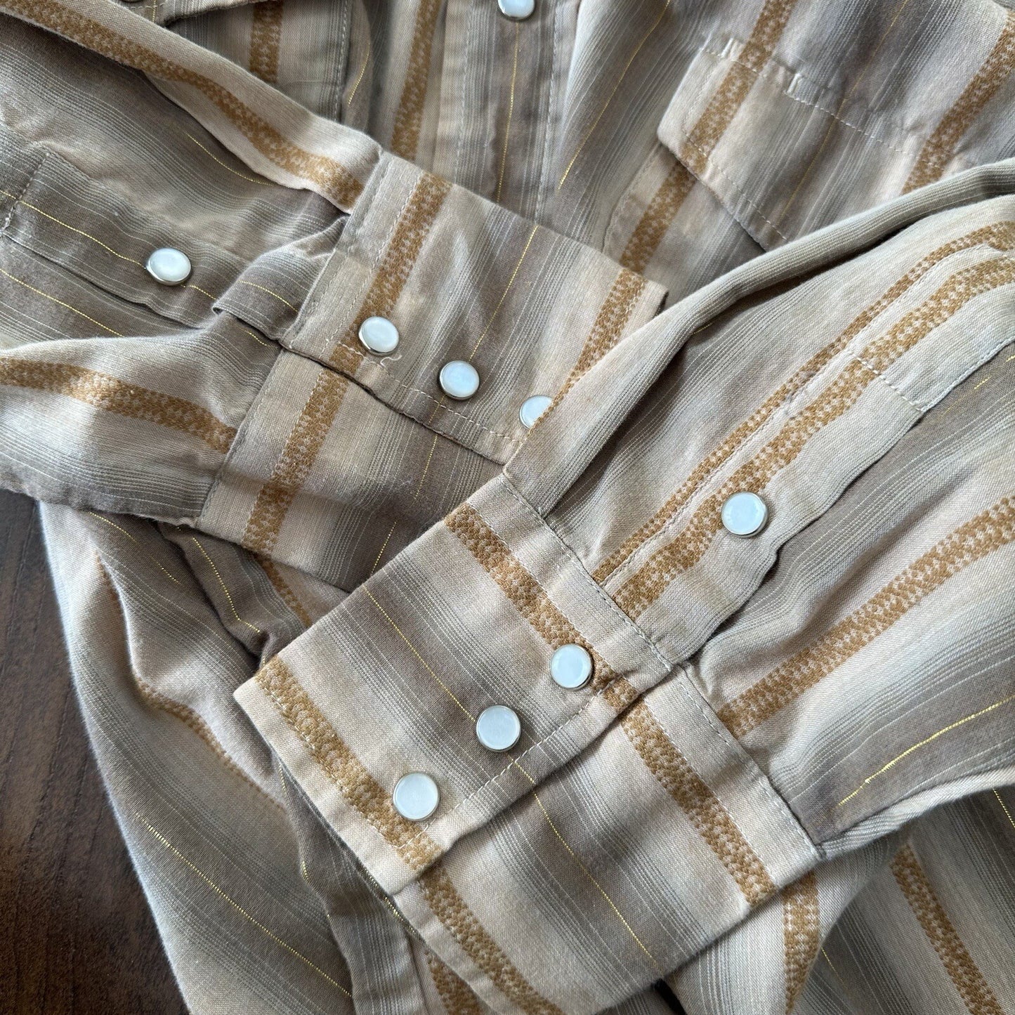 Mens ROPER Gold Collection Pearl Snap Button Front Pockets Western Shirt M Gold