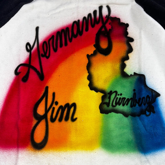 Germany Raglan 80s Rainbow VTG T Shirt Cool Graphic Jim Memory Travel Europe XL