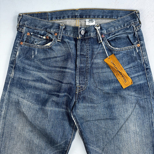 Levis 501 Vintage 90s XX Straight Leg Jeans Y2K Blue Med Wash 34x36 Act 33x35
