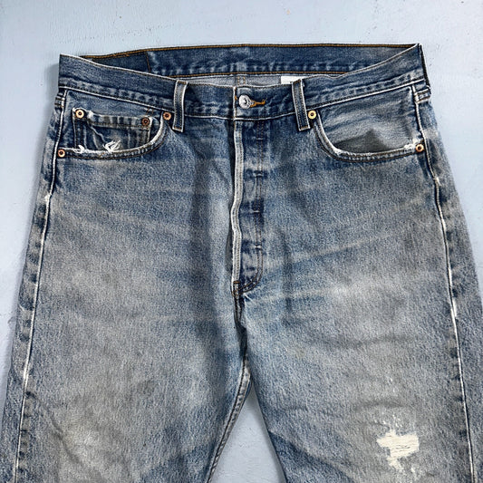 Levis 501 Vintage Y2K 90s XX Straight Leg Jeans Blue Light Wash 36x34 Act 33x30