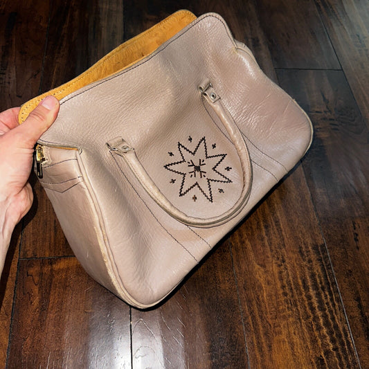 VTG 1950s Basic Hand Bag Purse Leather USA Talon Zip 50s 40s Rockabilly Cowboy