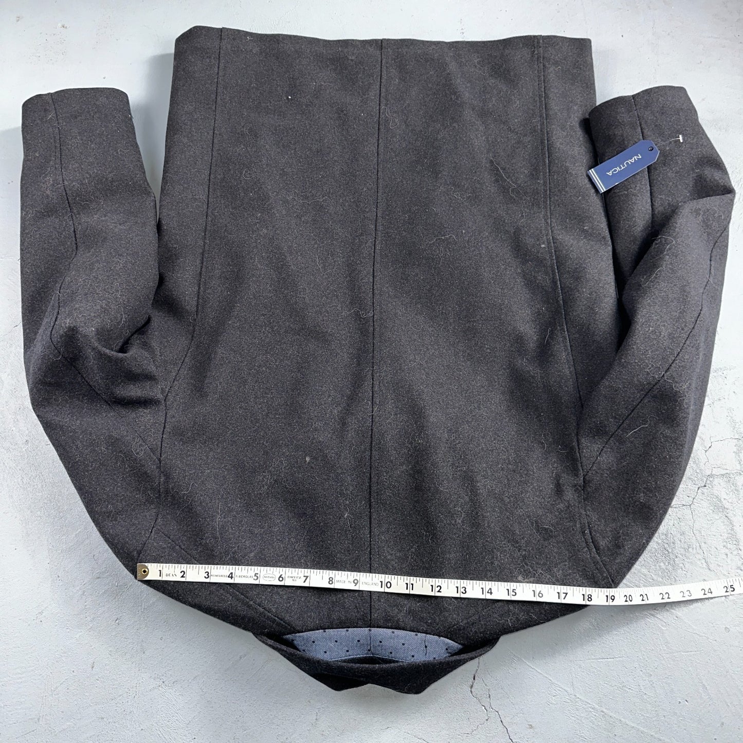 Nautica Men's Size L Double Breasted Wool Blend Collar Peacoat Black NWT $250