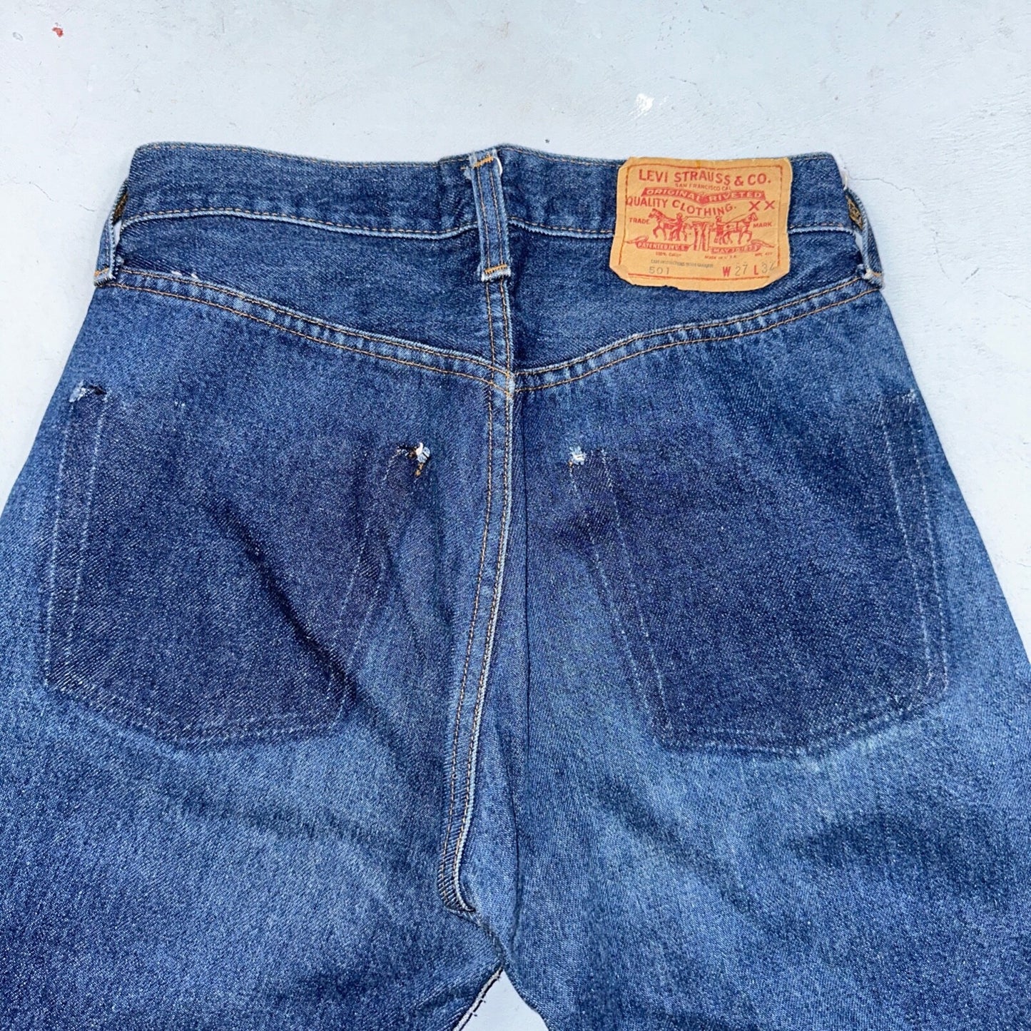 Levis 501 Vintage 80s Redline Selvedge USA XX Jeans Dark Wash 27x34 Act 25x31