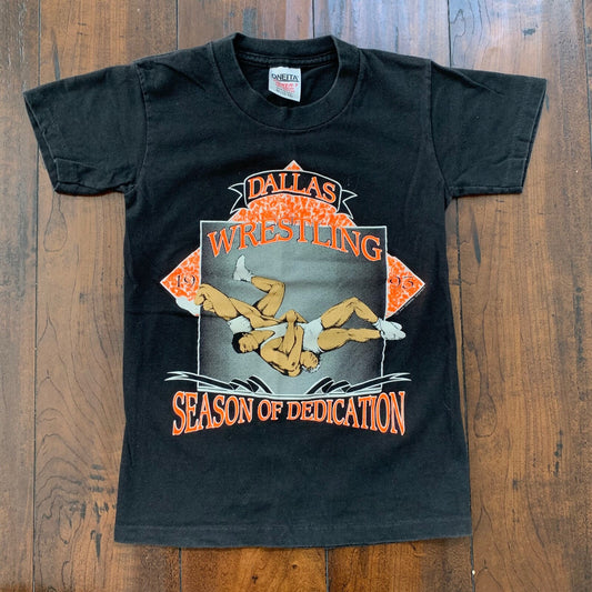 Oneita KIDS Dallas Wrestling Fight Vintage T Shirt Dallas Oregon Texas Boys M