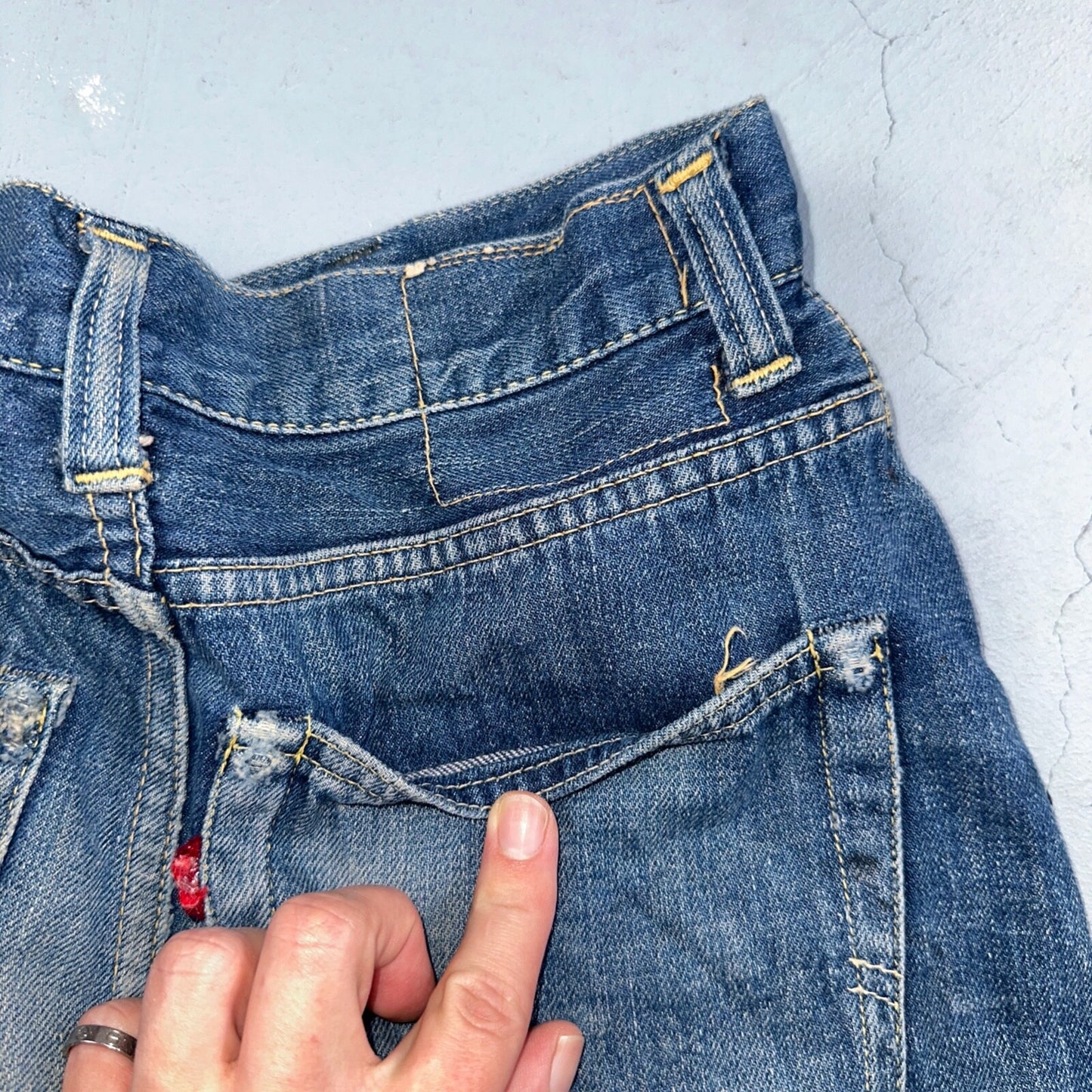 Levis 701 Big E Vintage 50s Redline Hidden Rivets USA 1950s Jeans 501 Act 26x29