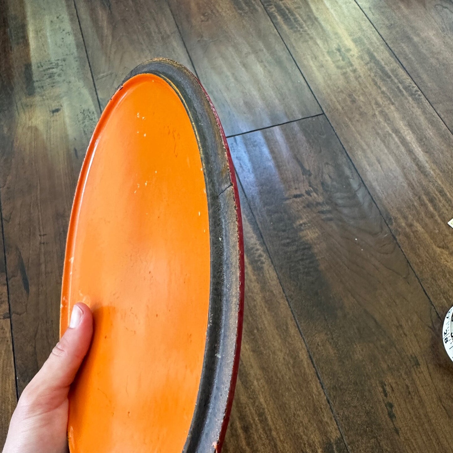 Le Creuset #B Oval Dutch Oven Lid Only France Enamel Pot Orange Flame VTG 1960s