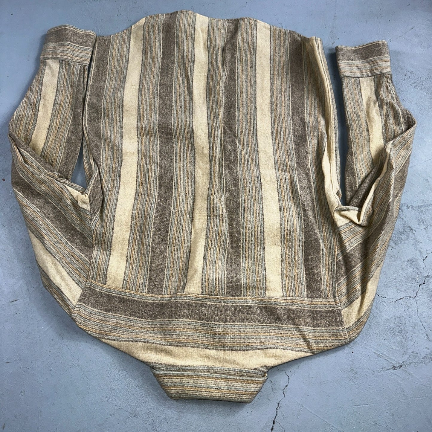 Arrow Shelter Bay Wool Mens Shirt Button Up M Brown Plaid Flannel Striped 80s