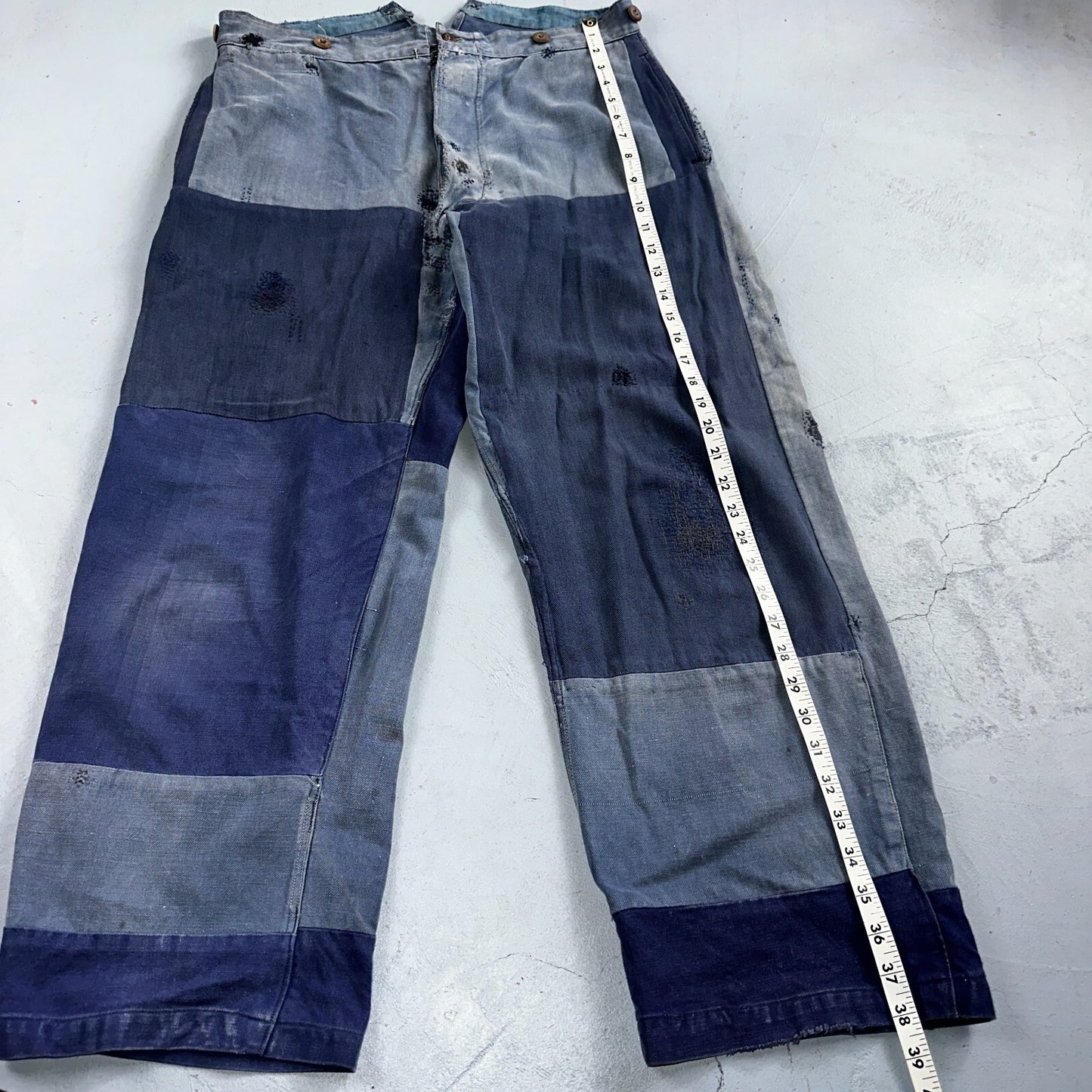 Vintage 1930s 1940s Buckleback Pants Denim Navy Blue Dungaree 30s 40s Rockabilly