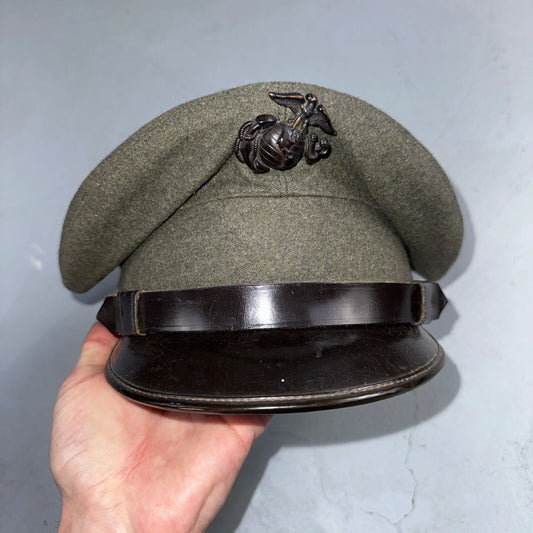 USMC US Marine Corps Enlisted Dress Uniform Visor Cap Hat 6 7/8 Korea 1957