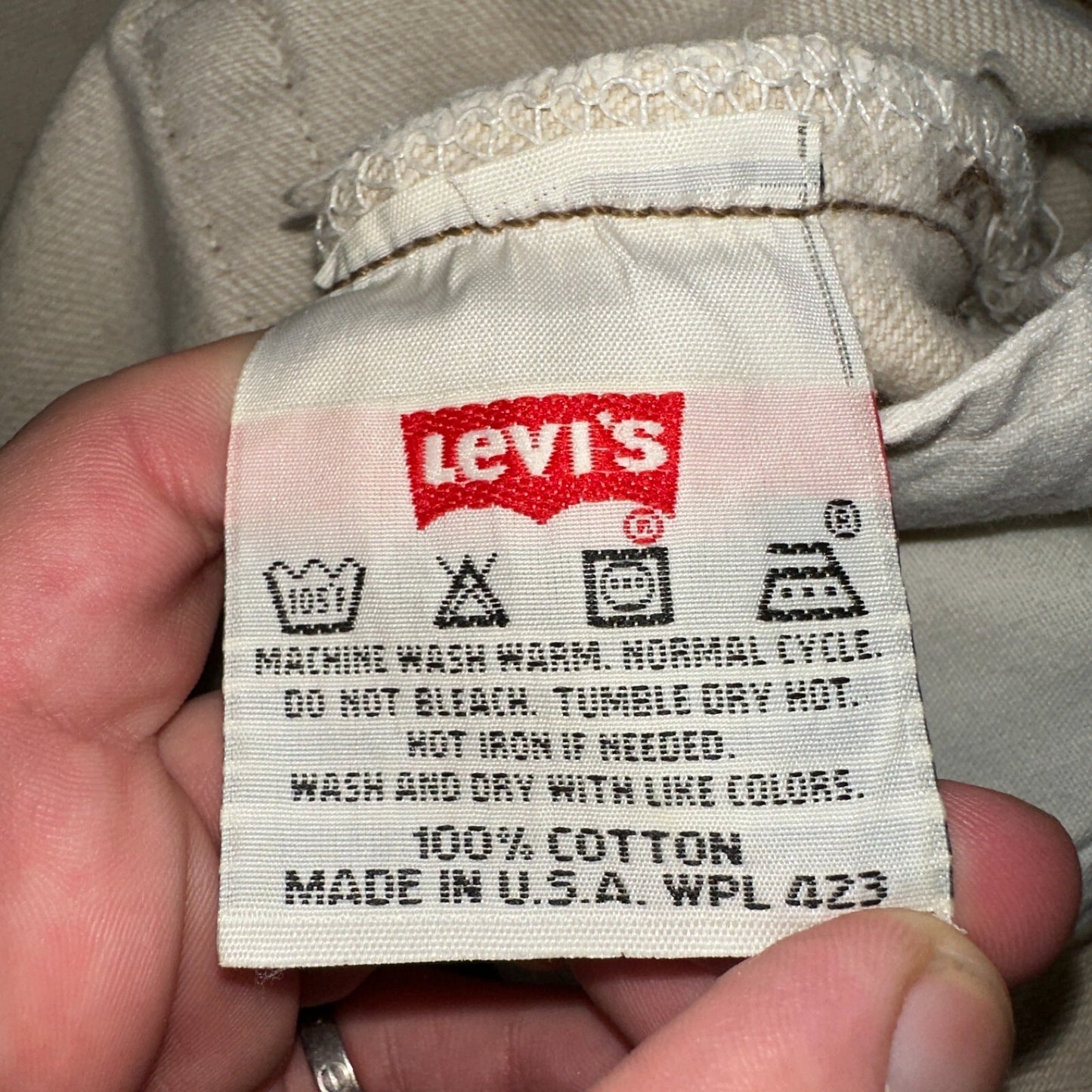 Levis 501 Vintage 90s USA XX Straight Leg Jeans Beige Light Wash 30x34 Act 29x29