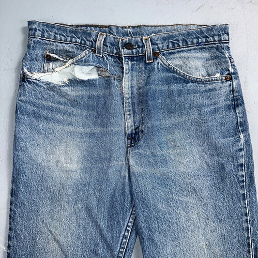 Levis 517 Vintage 80s USA Orange Tab Bootcut Flare Blue Worn Jeans Act 32x30
