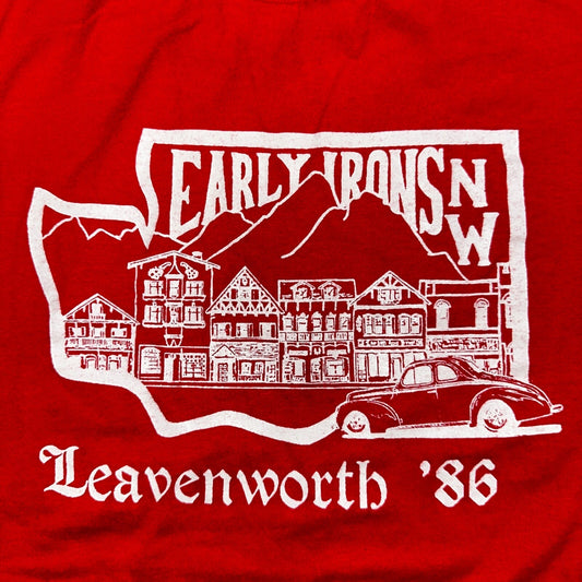 Early Irons Leavenworth NW VTG T Shirt 1980s 80s Car Graphic PDX Oregon Travel