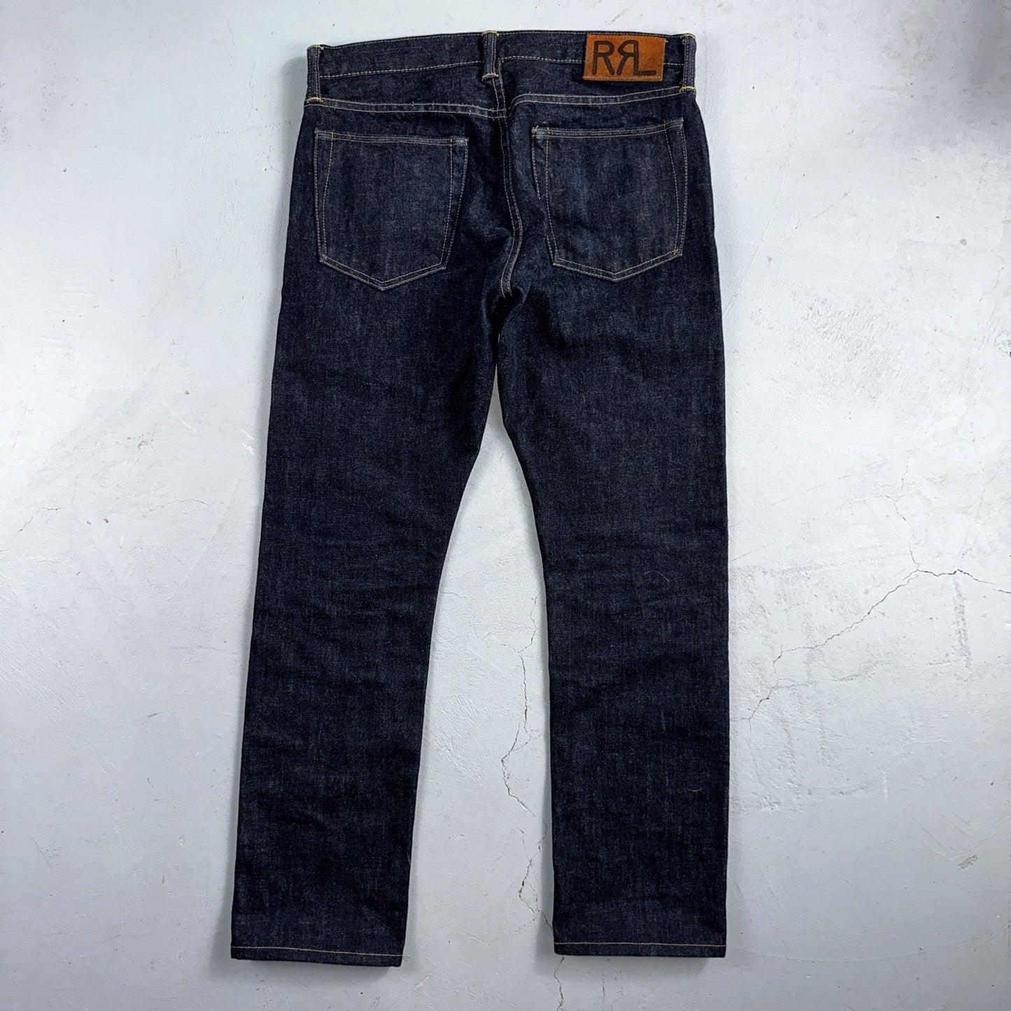 Double RL RRL Men’s Blue Denim Selvedge Jeans Slim Redline USA 31x32 Dark!