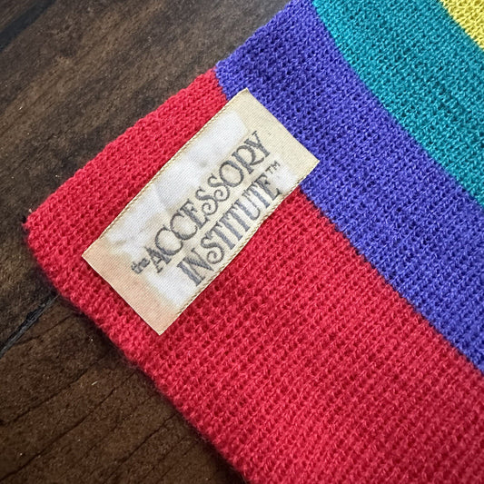 Scarf Accessory Institute Red Striped Multi Color Hipster 80s 90s Vintage Winter