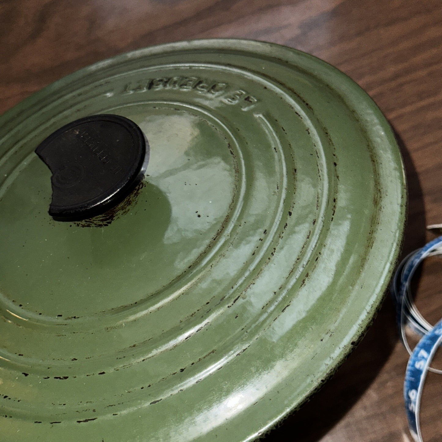 Le Creuset #24 Round Dutch Oven Lid Only France VTG Pot Orange E 4.5 QT Chip