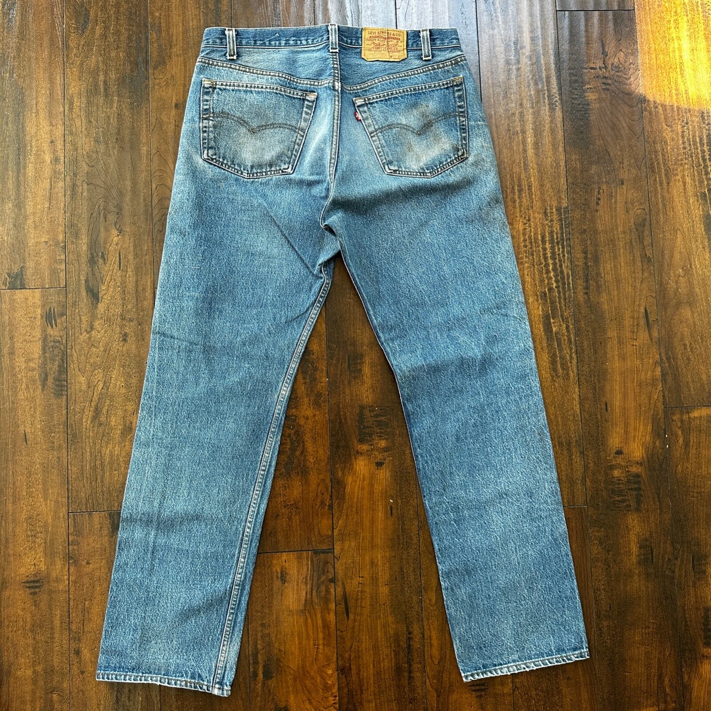 VTG 80s Levis 501 Button Fly 38x36 USA Tag Jeans Straight Wash Blue XX Act 34x32