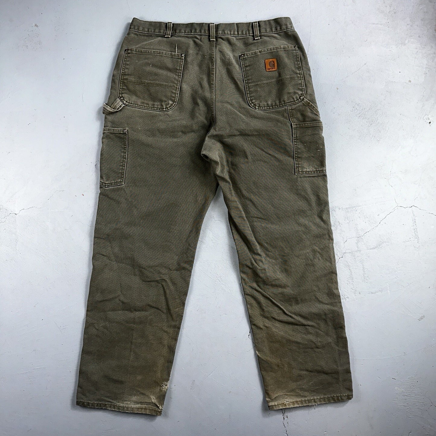 Carhartt VTG Double Knee Carpenter Pants Mexico B01 B136 MOS Green Act 38x32