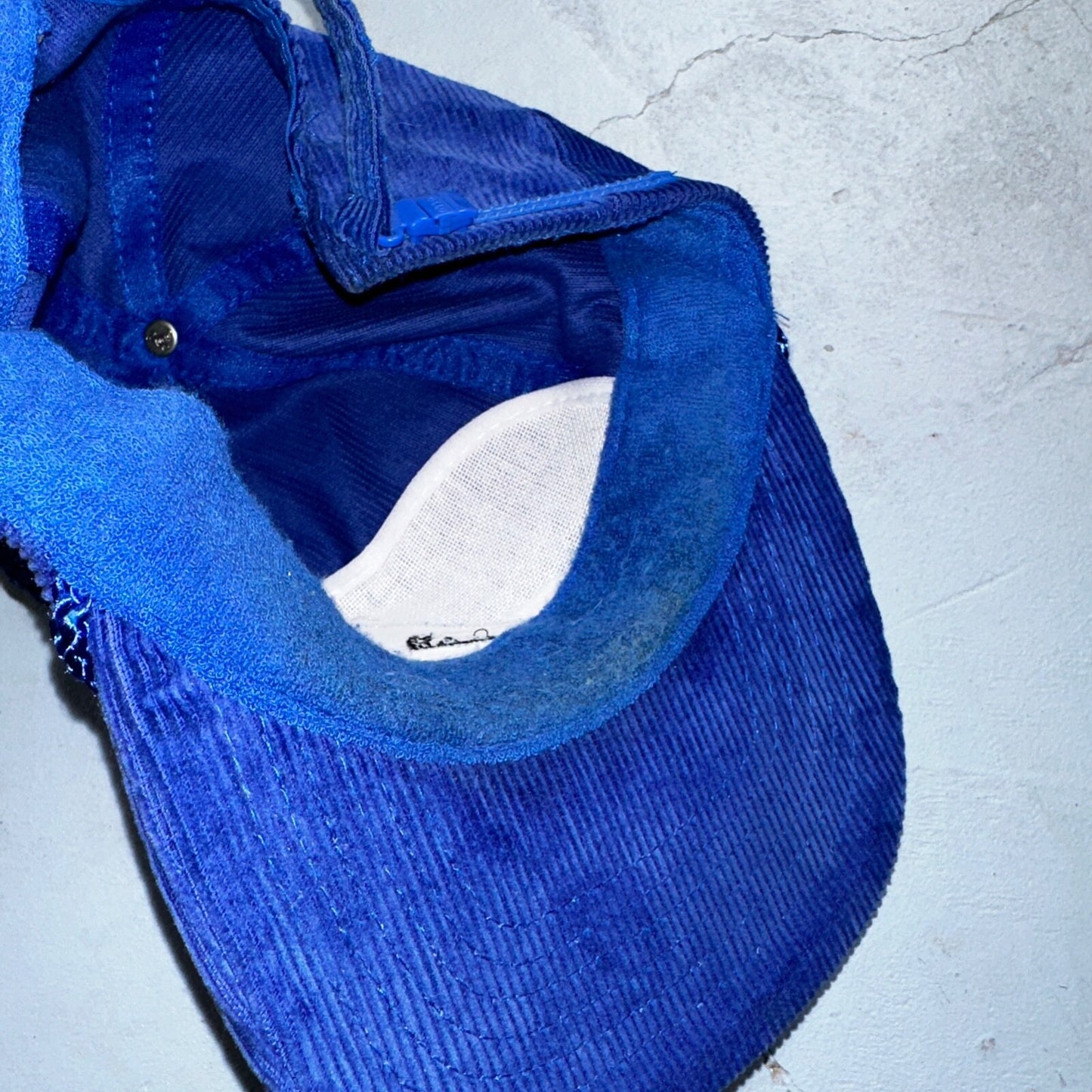 Microflect Blue Corduroy VTG Hat Cap Snapback Radio Television TV Promo Trucker