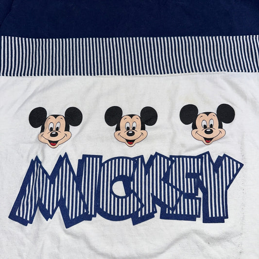 Disney Mickey Mouse Ringer 1980s VTG T Shirt Cute Boxy Crop XL 80s Movie Promo