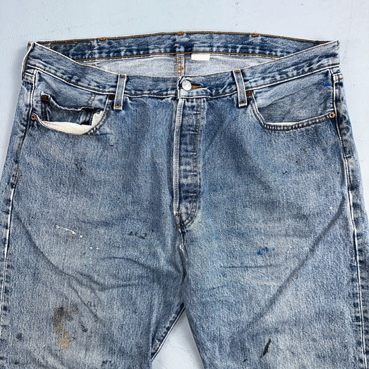 Levis 501 Vintage Y2K Mexico Straight Leg Jeans Blue Light Wash 40x30 Act 38x30