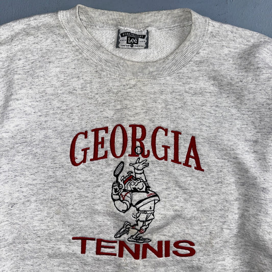Georgia Tennis Bulldogs Sweatshirt Mens XL Lee Gray Red Pullover Cotton 90s USA