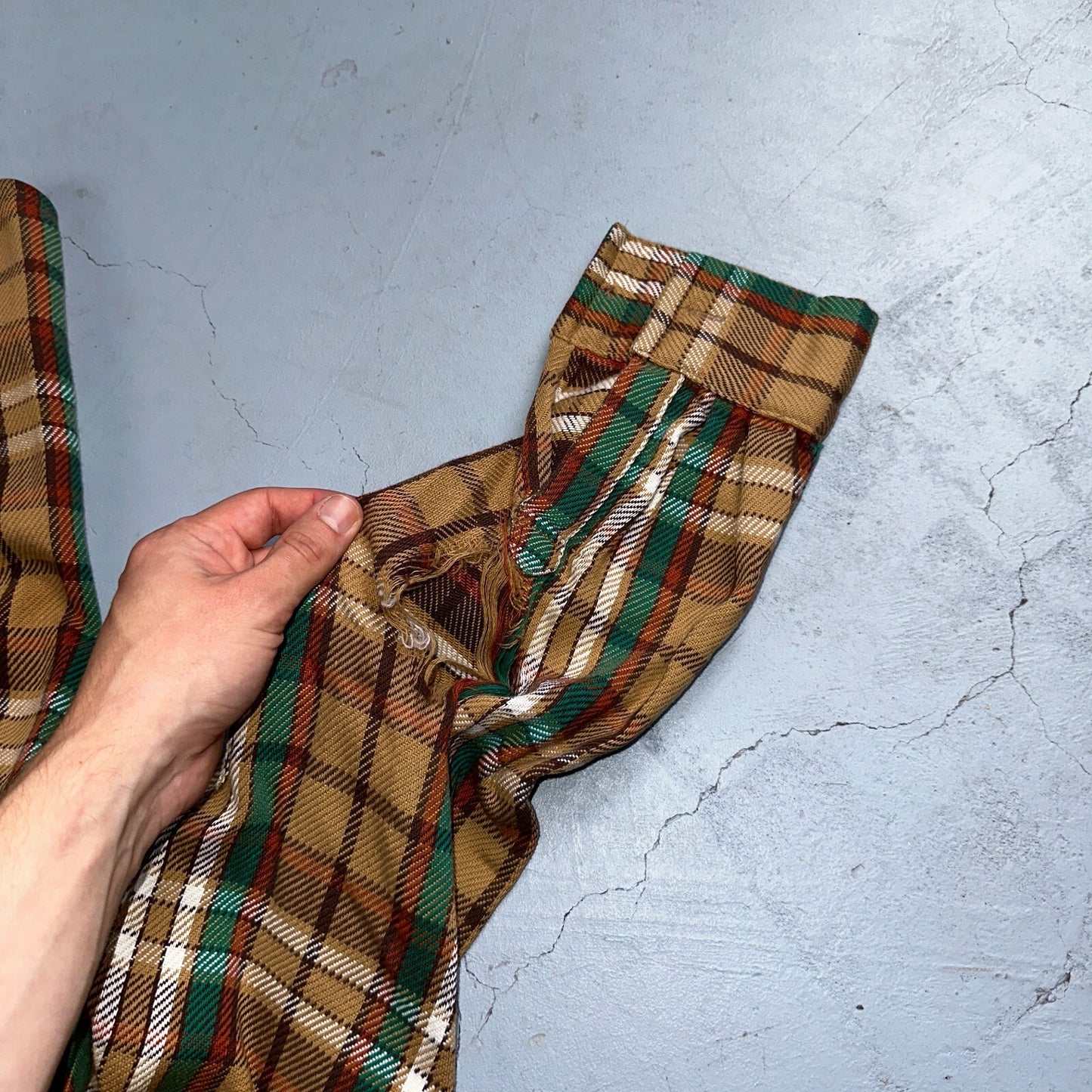 VTG Big Mac JC Penny Thick 100% Cotton Flannel Work Shirt M 70s Plaid Thrashed