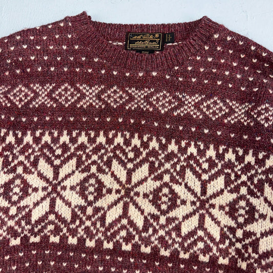 Eddie Bauer Vintage 90s Womens Large Wool Nordic Fair Isle Pullover Sweater
