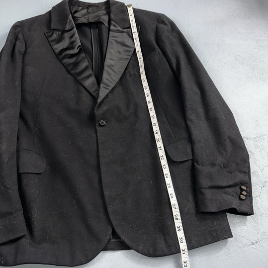 VTG 1930s Mens 1 PC Suit Tuxedo Coat Jacket Black 20s Antique Skinners Satin