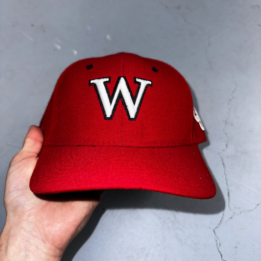 Wisconsin Badgers Red Snap Back Baseball Trucker Hat Cap VTG Zephyr Korea 80s