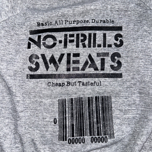 No Frills Sweat Sweatshirt 80s VTG Crewneck Gym Gray Barcode Raglan Jumper 1980s