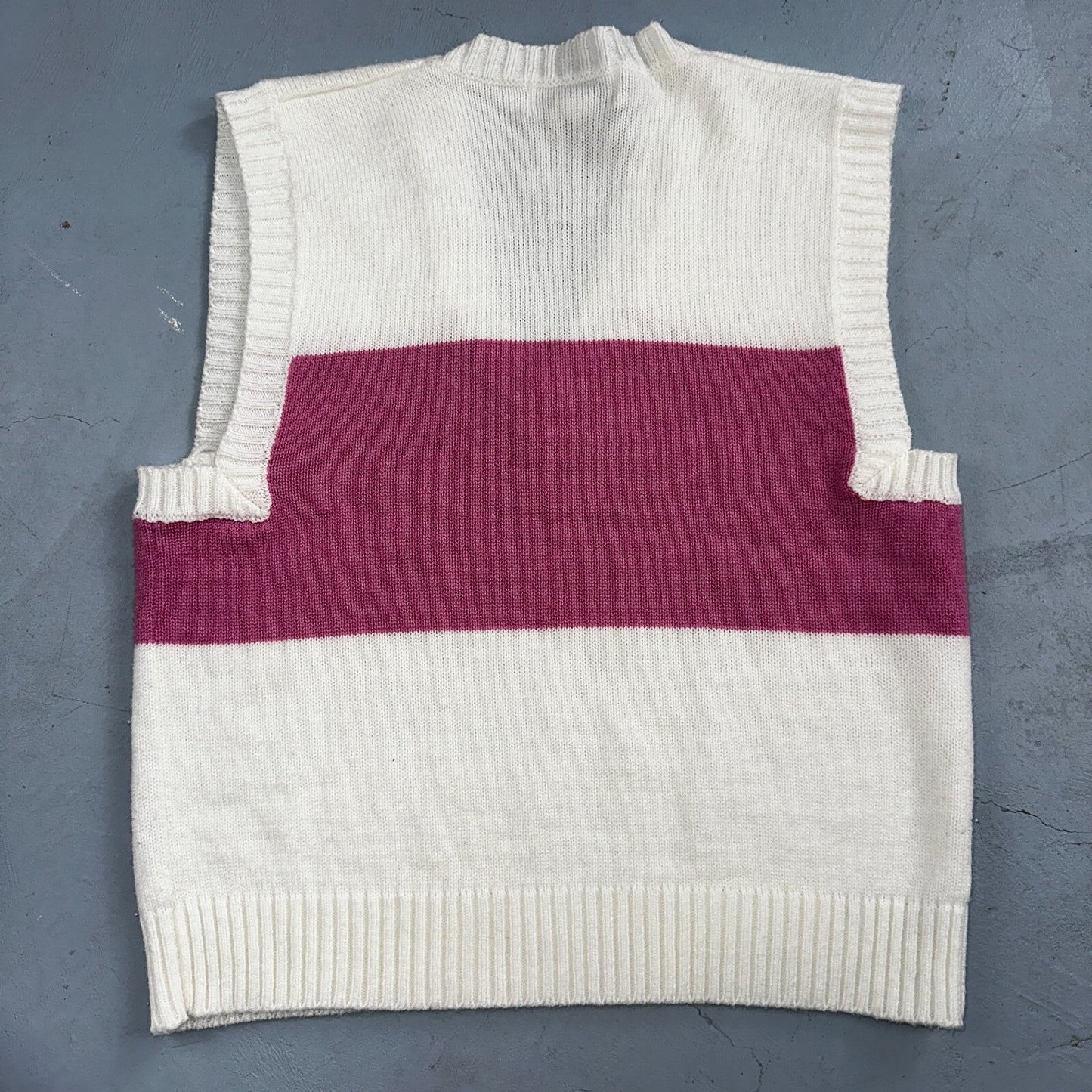 Skiva VTG Pink Sweater Vest Women's L Retro Pullover Knit 1980s 80s Colorblock